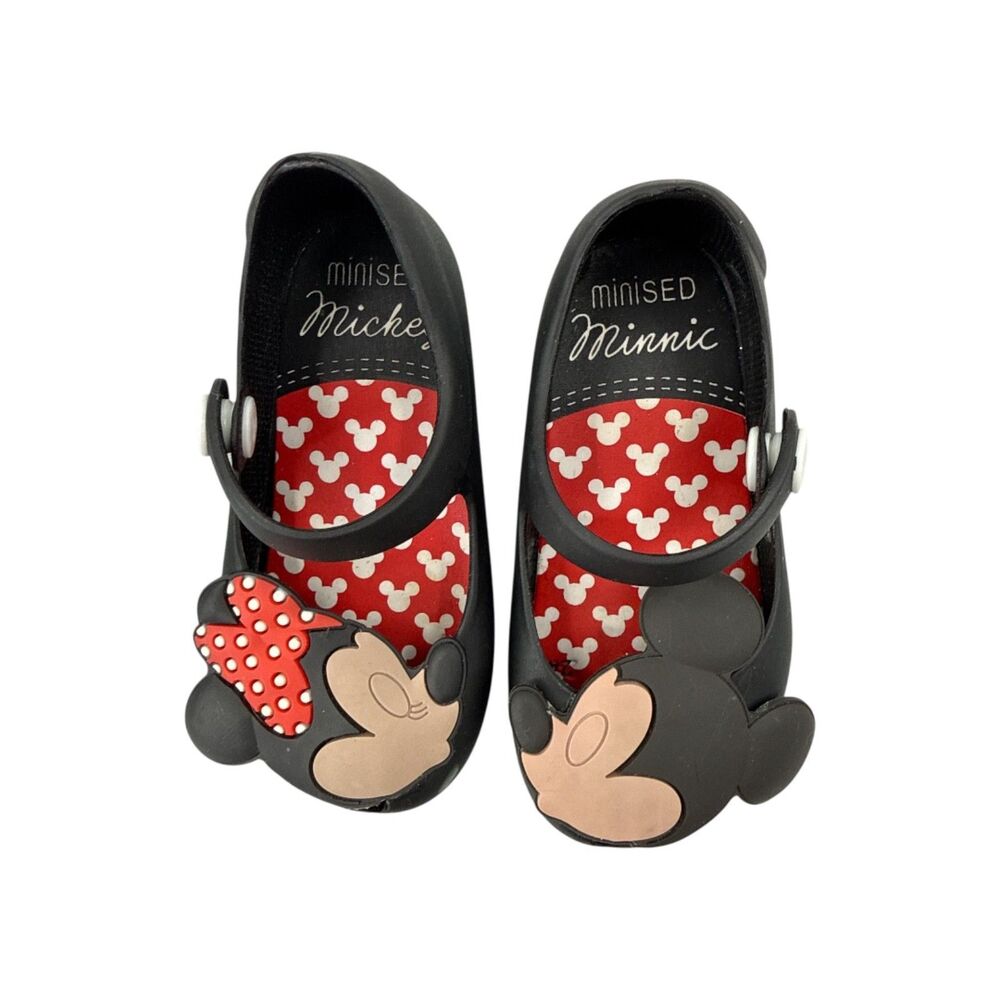 Mickey Minnie Mouse Mary Jane Shoes Minised Size 6 plastic jelly style